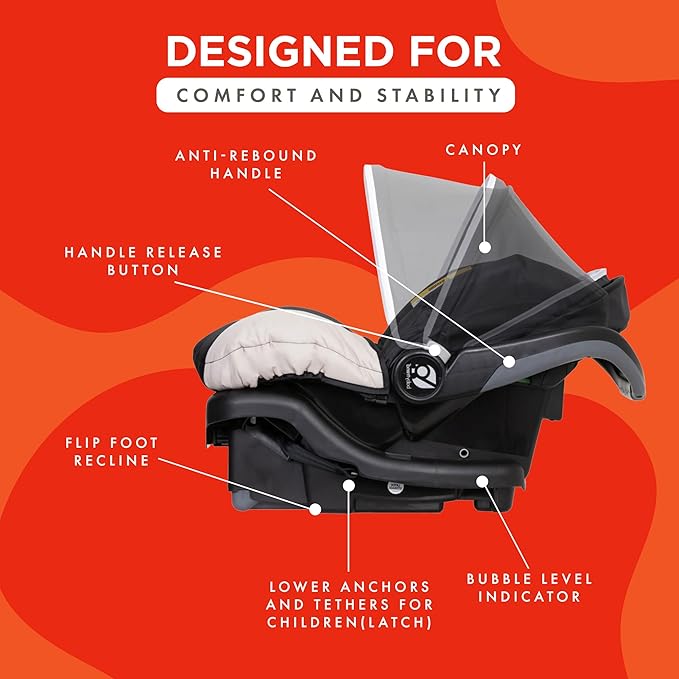 Baby Trend Ally Newborn Baby Infant Car Seat Carrier Travel System with Harness and Extra Cozy Cover for Babies Up to 35 Pounds, Stormy