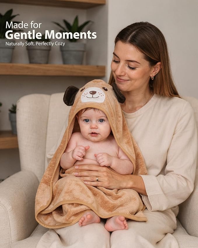 MINIBOO Hooded Baby Towels for Newborn & Toddler - Super Soft Baby Bath Towels with Hood, Highly Absorbent Viscose Made from Bamboo Hooded Towel for Boys, Girls, Newborn Essentials