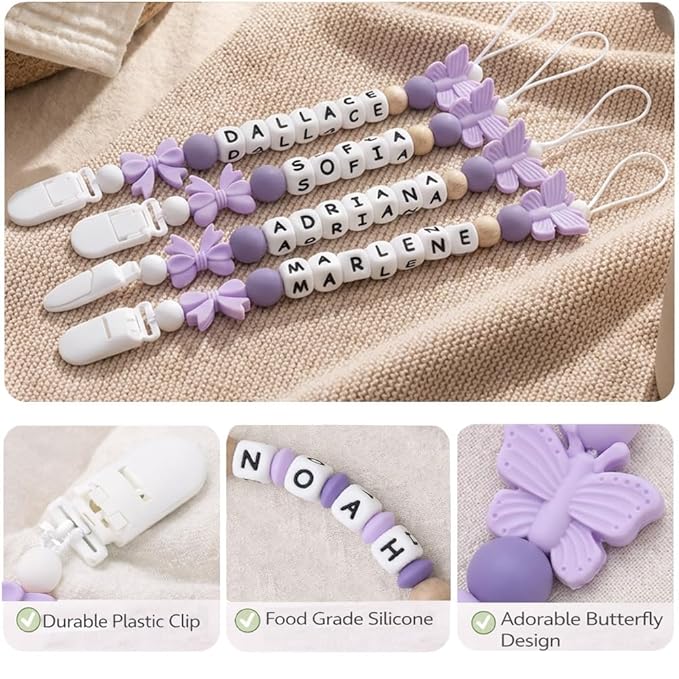Custom Pacifier Clip with Name Baby Shower Gift for Girl Personalized Pacifier Holder