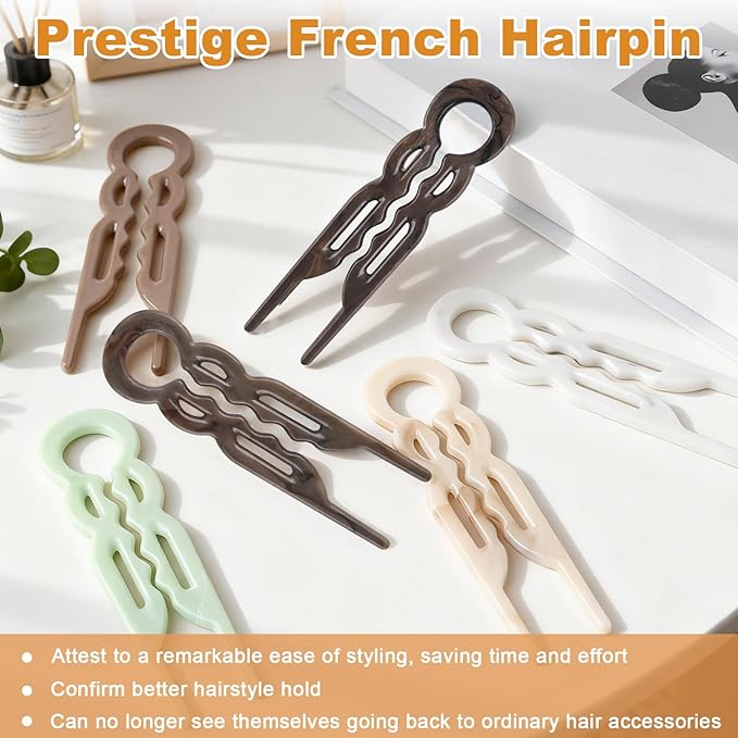 Hair Pins, U-Shaped Hair Pins - 6 PCS Bobby Pins for Fine, Thick & Long Hair, Invisible Strong Hold Hair Styling Accessories