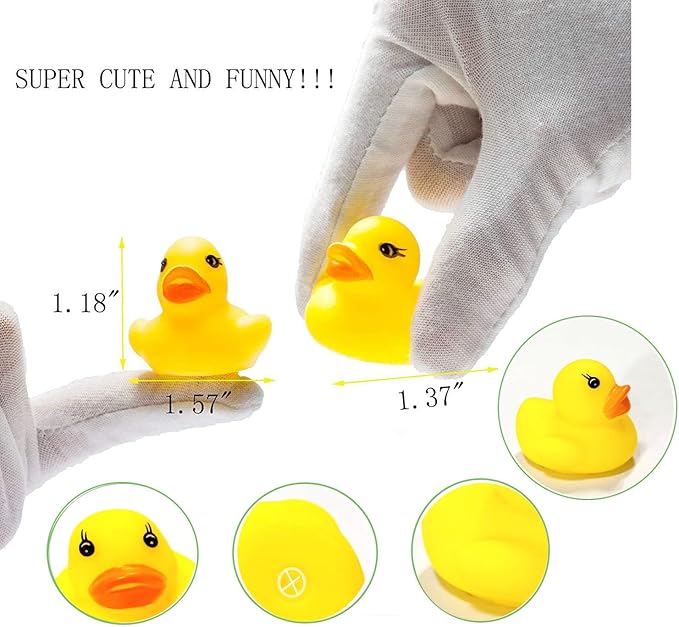 SOHAPY 100Pcs Mini Yellow Rubber Ducks Tiny Baby Shower Rubber Ducks, Squeak Fun Baby Yellow Rubber Bath Toy Float Fun Decorations for Shower Birthday Party Favors Cupcake Carnival Game Gift (100Pcs)