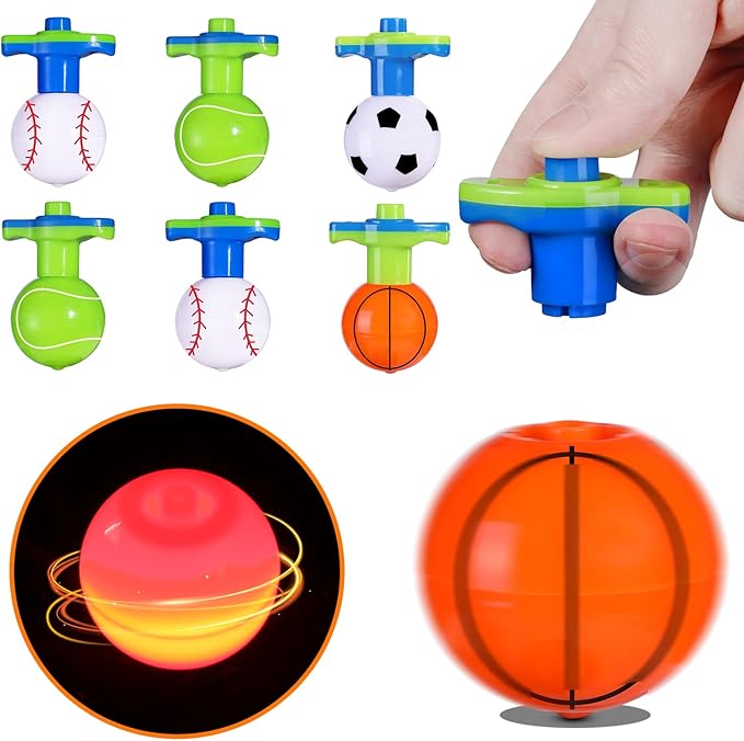 SCIONE 12Pcs LED Light Up Spinning Tops for Kids, Glow in The Dark Party Supplies, Easter Basket Stuffers, Birthday Party Favor Bulk Toys, Treasure Box Toys for Classroom Prize