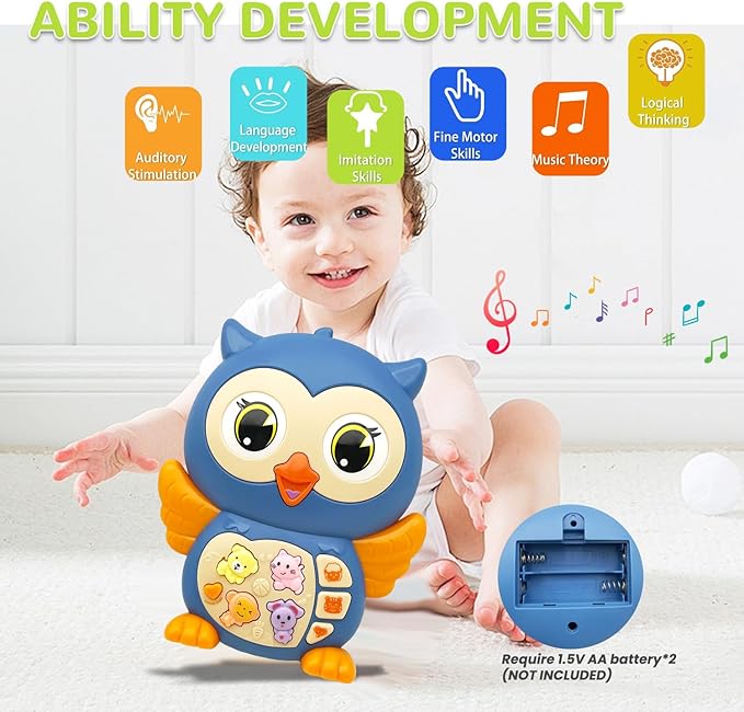 Baby Piano Keyboard Toys 12-18 Month Early Learning Light Up Music Toys Infant Gifts for 1 Year Old Boys Girls (Owl)