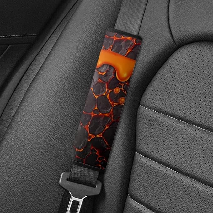 AFPANQZ 2 Pack Car Seat Belt Covers Cool Magma Fissure Design Car Seatbelt Pad Cushion Pads for Kids Adjustable Universal for Most Car Laptop Backpack Luggage Bag Straps Soft Pads