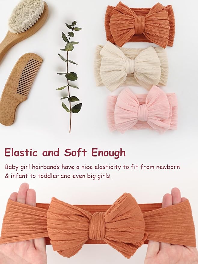 AQOKKA Baby Bows Headbands Nylon Baby Girl Headbands Soft Handmade Hairbands Toddler Hair Accessories for Girls Baby Newborn Infant Kids