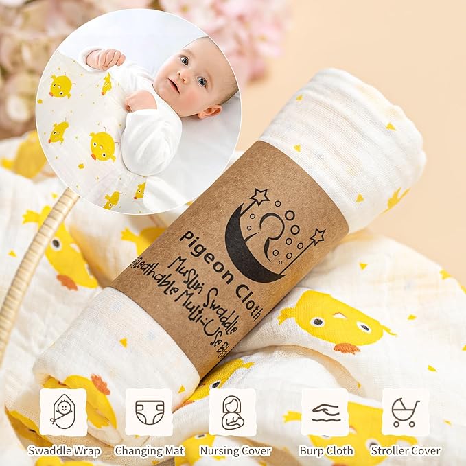 Golray 9pcs Newborn Baby Gift Baskets for Boys Girls Baby Shower, 2 Rattle/Seat Hang Toy/Blanket/Bodysuit/Bib/ 3D Socks/Wood Milestone/Carry Box, Neutral New Born Essential Stuff Unisex Baby Gifts Boy