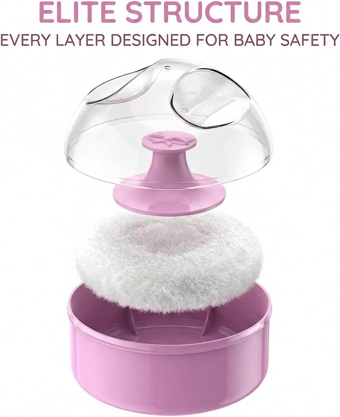 1 Set Baby Body Cosmetic Powder Puff and Container Case Infant Kid Powder Puff Empty Loose Powder Box Large Powder Puff