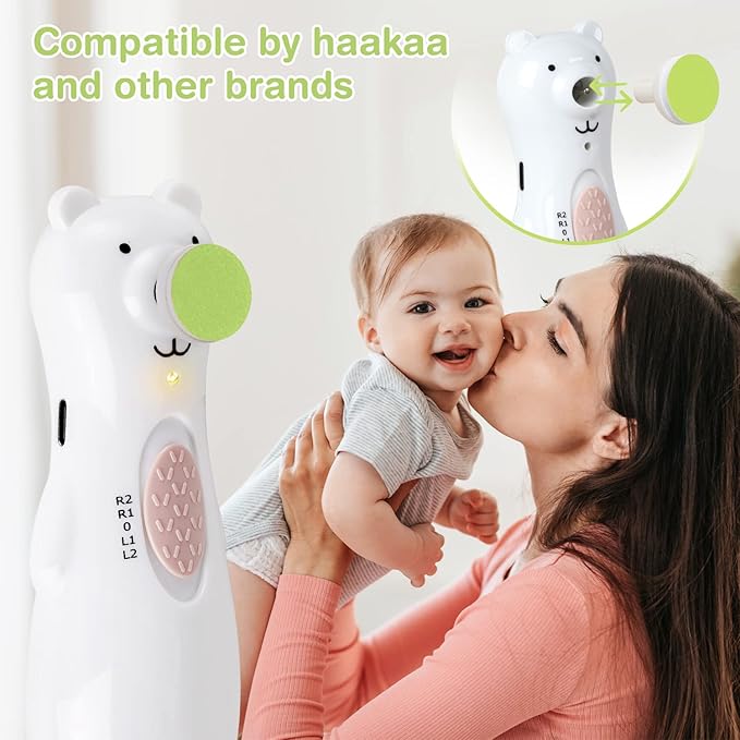 haakaa Electric Nail Trimmer Replacement Pads Baby Nail Trimmer Heads Compatible with All haakaa Nail Trimmers, Suitable for 6-12months, Green