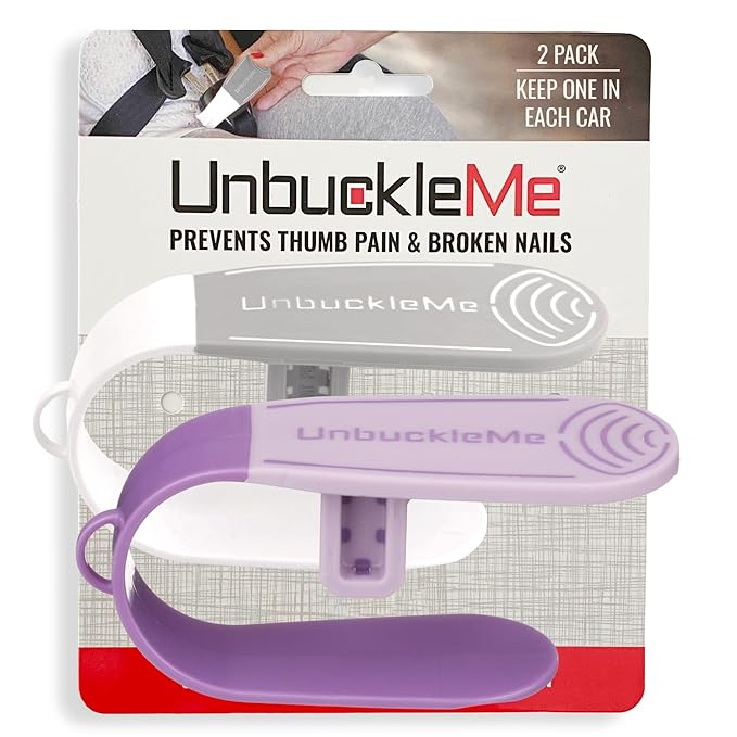 UnbuckleMe Car Seat Buckle Release Tool - Gray & Purple 2 Pack - Buy one for Each Car or Give One to a Friend