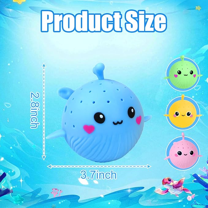 4 PCS Dolphins Water Balls, Sensory Stress Relief Floating Pool Toys for Kids, Water Splash Balls Toddler Swim & Bath Toys, Christmas Goodie Bag Fillers for Babies