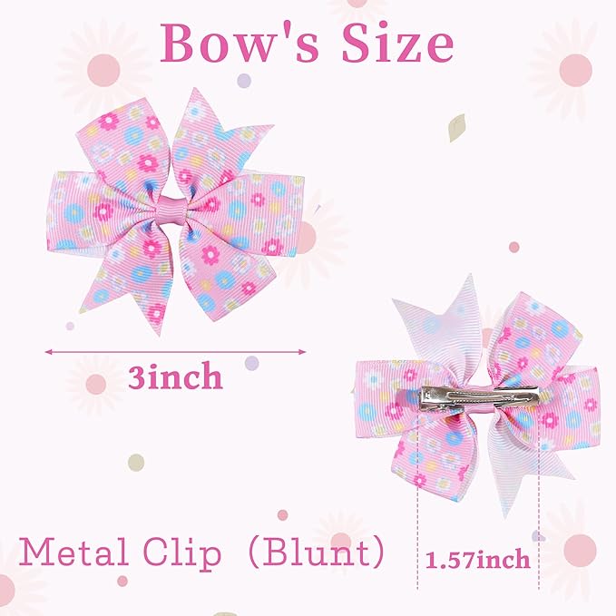 CÉLLOT 40Pcs 3 Inch Boutique Grosgrain Ribbon Pinwheel Hair Bows Alligator Clips For Girls Toddlers Accessories Teens Gifts In Pairs