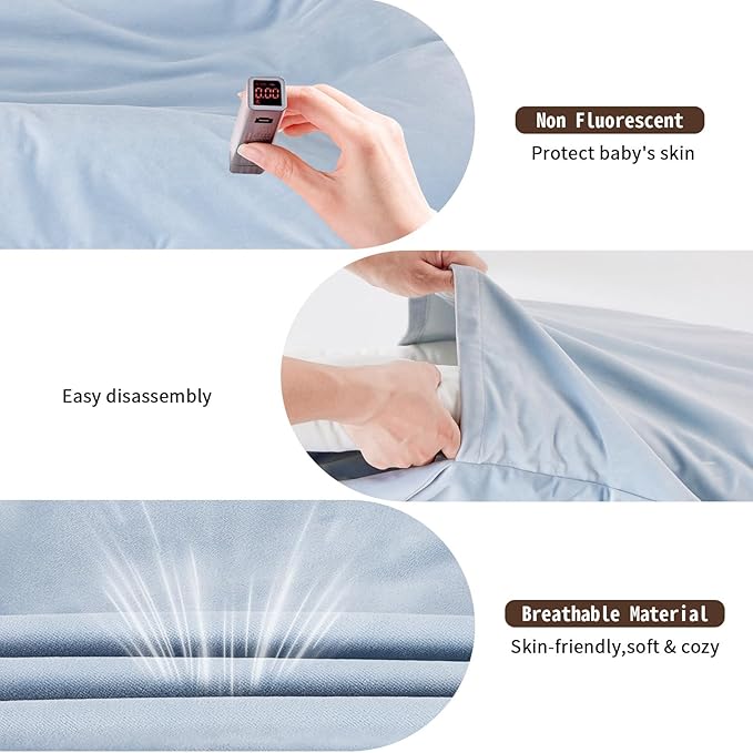 Baby Lounger for Newborn,Baby Nest for Newborn Soft Cotton Breathable for Playtime & Relaxation,Flat Babies Essentials Gifts Newborn Lounger for Boys & Girls 0-12 Months(Misty Blue)