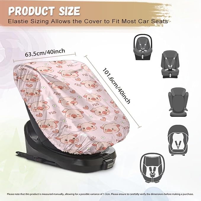 XYZCANDO Pig Print Car Seat Covers for Babies Cute Car Seat Cover Baby Travel Easy to Install Car Seat Sun Cover for Baby Replacement Infant Car Seat Protector Toddler Car Accessories 2025