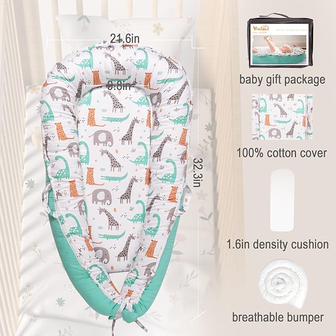 Viviland Baby Lounger Snuggle Me Lounger Fits 0-24 Months Newborn Infant Babies, Dinosaur