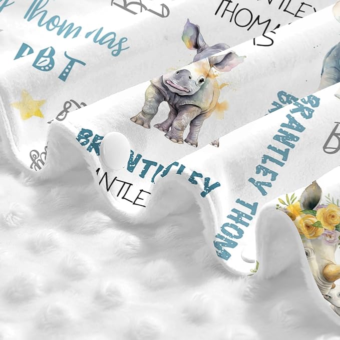Personalized Winter Baby Car Seat Cover with Name Rhinoceros Car Seat Cover for Baby Seat or Stroller Custom Infant Car Seat Covers Rhino Minky Blankets Nursing Cover Breastfeeding Scarf