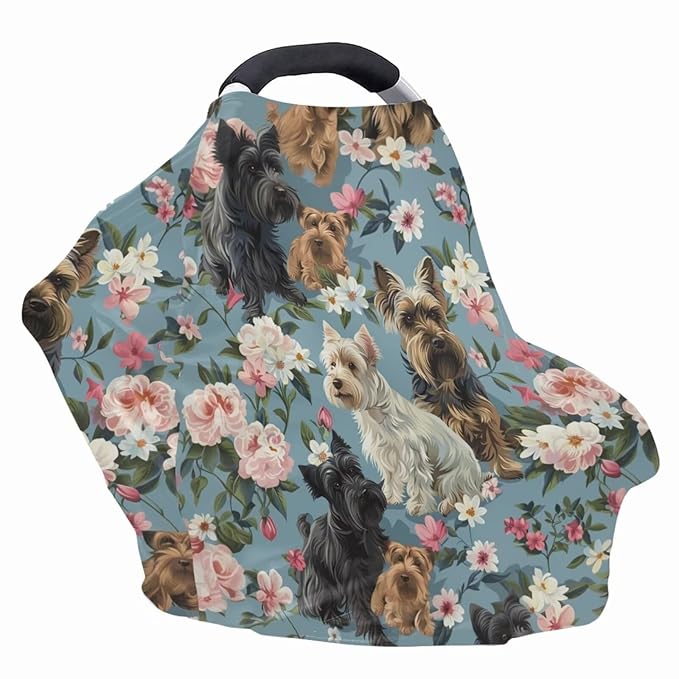 Youngerbaby Dog Flower Car Seat Canopy Nursing Cover Multi Use Baby Stroller and Carseat Cover Breastfeeding Nursing Covers