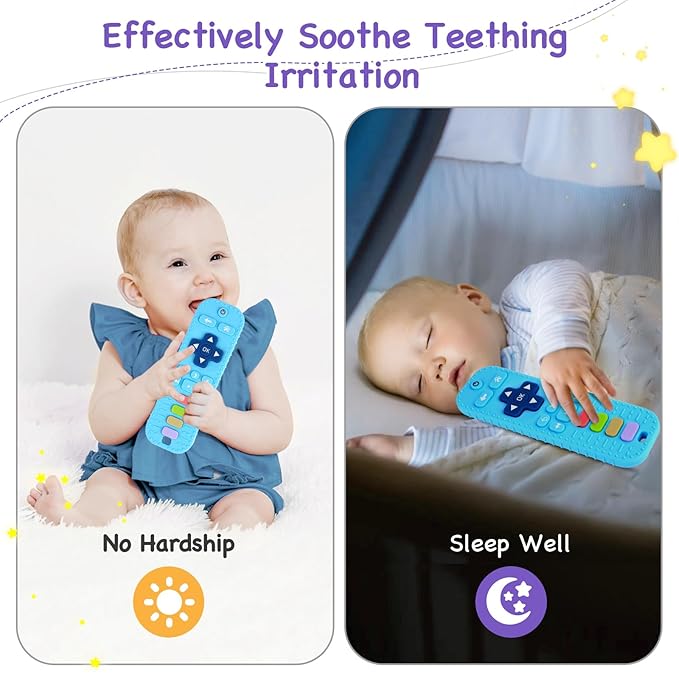Hooku Silicone Teethers for Babies 0-6 Months, Teething Toys for Babies 6-12 Months, Baby Remote Control Toy, Infant Toys 0-3 Months, Sensory Chew Toys, Toddler Newborn Baby Girl Boy Gifts