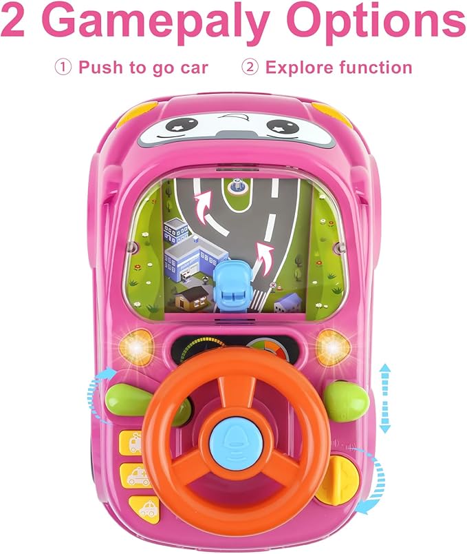 Girl Toy for 1 Year Old,Toddler Car Steering Wheel Toy with Sound & Light,Car Toys for Toddlers 1-3,Gift for 1 2 3 Years Old Boys Girls ﻿