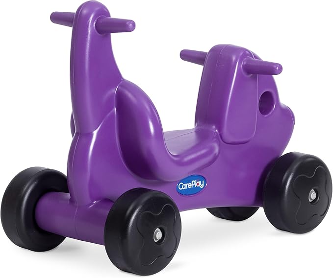 Careplay 2-in-1 Puppy Push & Ride-on Toy, Indoor & Outdoor Use, Low Profile Seat, Recommended for Children up to 50lbs, Durable Construction, Made in The USA, Purple