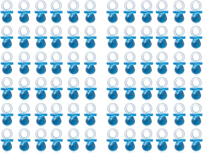 200 Pieces Tiny Acrylic Baby Pacifiers for Baby Shower Party Favors Filler Decorations Ice Cube Game Supplies Table Decor (Blue)