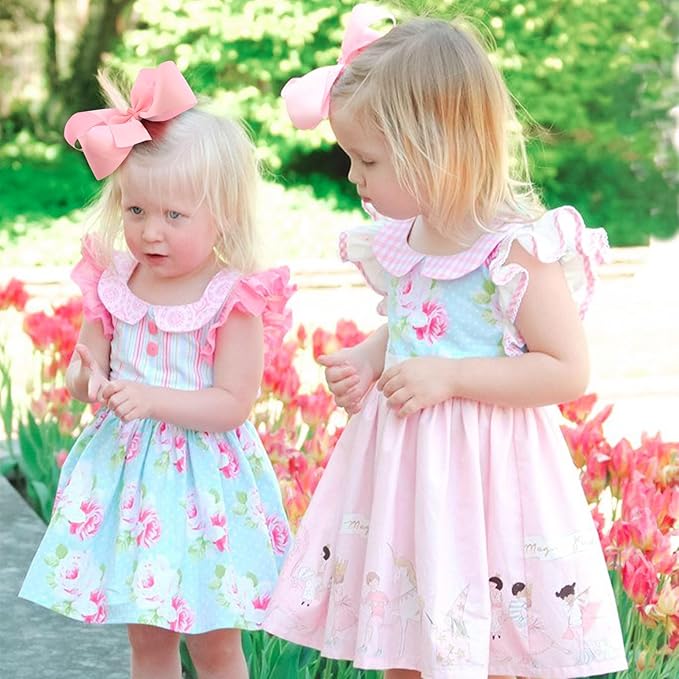 Oaoleer 2PCS 6inch Hair Bows Clips, Pink Layered Grosgrain Ribbon Bows Hair Alligator Clips Hair Barrettes for Baby Girls Infants Toddlers Kids Teens Children