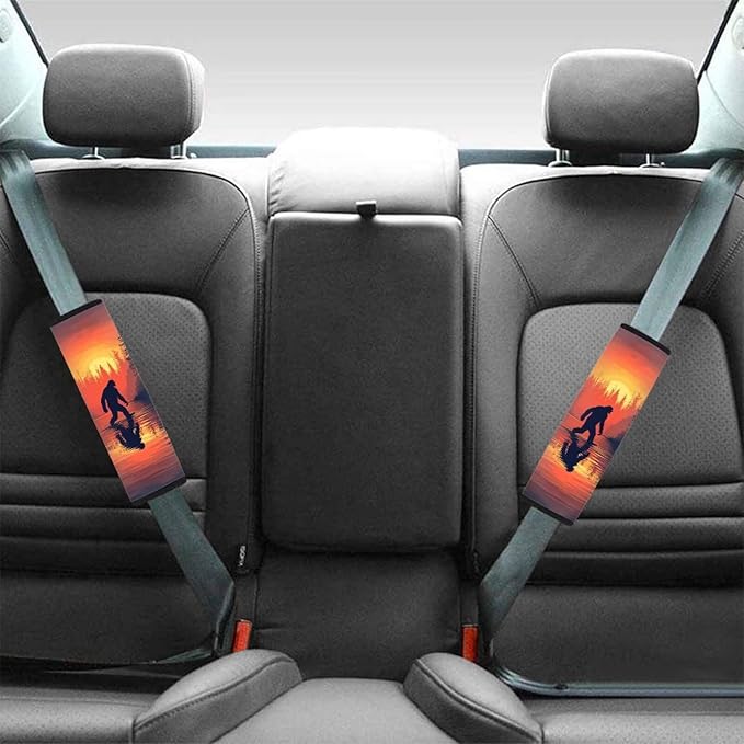 AFPANQZ Bigfoot Print Car Seat Belt Pads Cover Seatbelt Shoulder Strap Cushion Harnss Pads Comfortable Driving Universal Fit Truck Vans Sedans SUVs