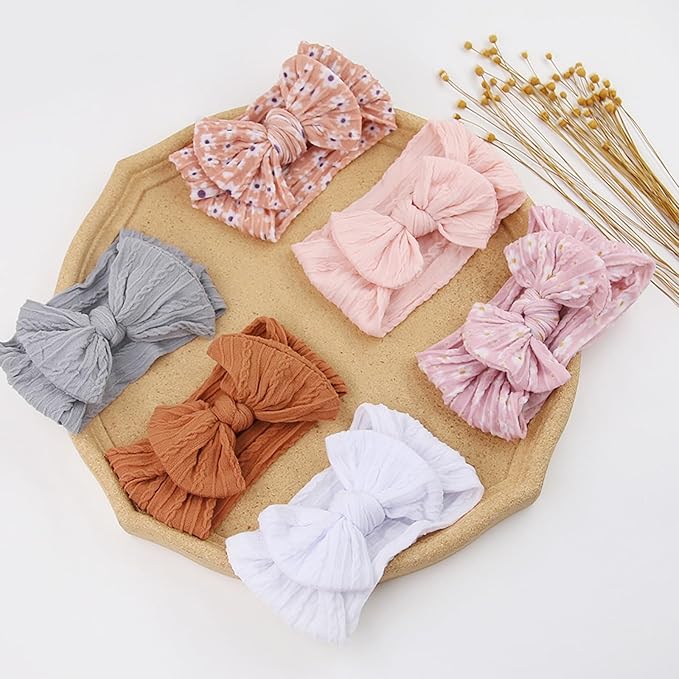 KIDOCHEESE Baby Girls Headbands with Bows Elastics Nylon Hair Bows Hairbands Hair Accessories for Newborn Infant Toddlers Kids