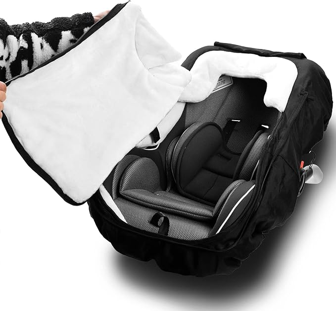 Vaxaape Baby Car Seat Cover,Car Seat Covers for Babies,Winter Protector,Universal Winter Car Seat Cover for Infant Boys Girls,Warm and Cozy,Car Seat Covers for Infant Car Seat(Black)