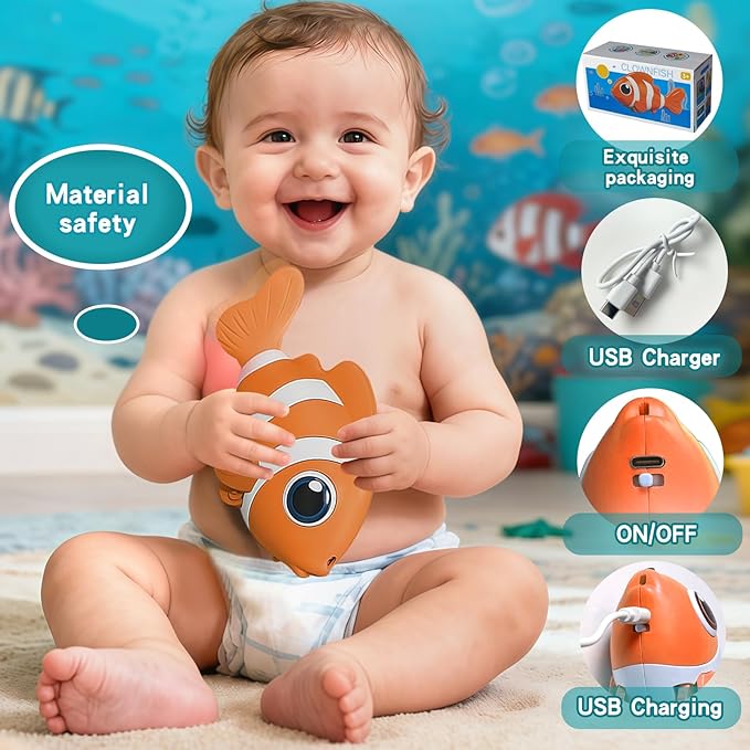 Gzsbaby Musical Baby Toy -Crawling Toy Sensory Tummy Time Toys for Boy Girl, Light-up Walking Dancing Moving Toys Learning Development Infant Toddler Birthday Gifts (Orange)