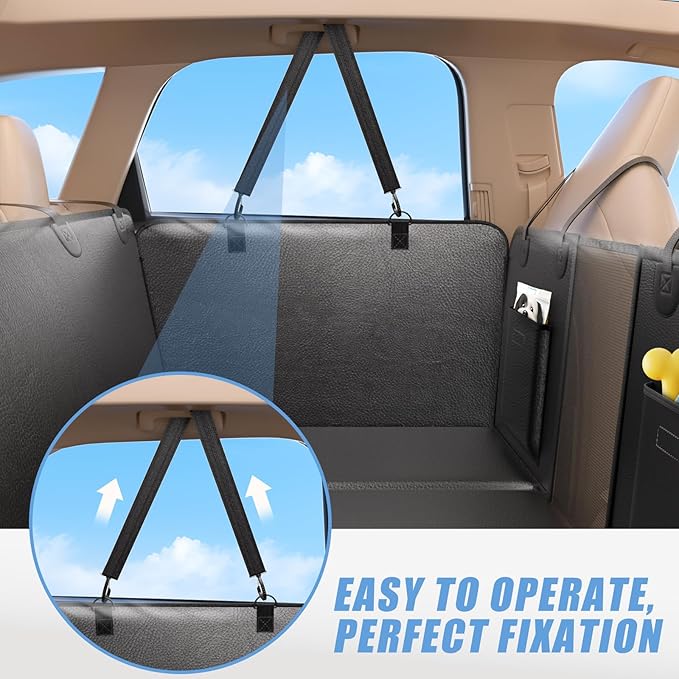 Car Seat Cover for Back Seat, 2-Pack Adjustable Elastic Straps, Heavy-Duty Nylon Replacement