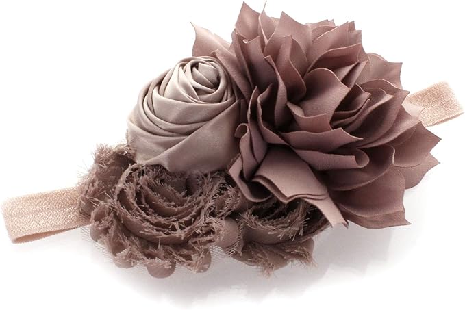 My Lello Shabby Fabric Flower Cluster Headbands Baby - Girls - Toddler Stretchy Elastic