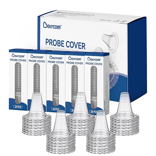 Berrcom 100-Pack Disposable Ear Thermometer Probe Covers, BPA-Free Lens Filters & Refill Caps Compatible with Digital Ear Thermometer Models