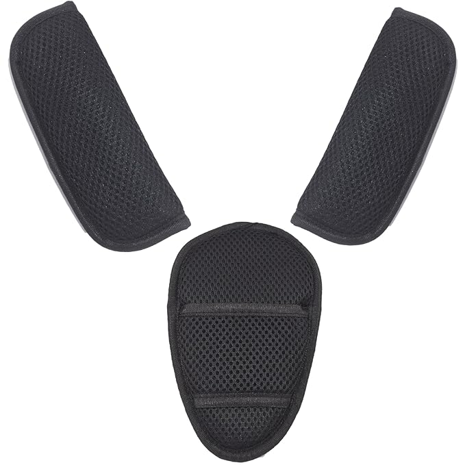 3 in 1 Car Seat Strap Covers, Stroller Belt Covers for Baby Kids, Baby Shoulder Strap and Crotch Harness Pads, Car Seat Strap Covers for Car Seats, Pushchair, Stroller Belts (Black)
