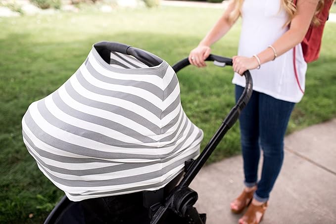 Multi-Use Nursing Breastfeeding Cover Baby Car Set Cover Canopy Shopping Cart Cover Swaddle Blanket for Infants Newborns Toddlers Shower Gift (The Harbor)