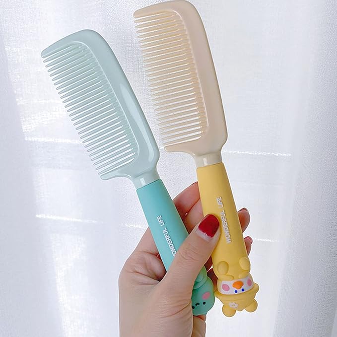 Finest-Teeth Children's Hair Comb & Brush Set for Newborns to Infant Girls with Long Teeth for Cleaning & Massage