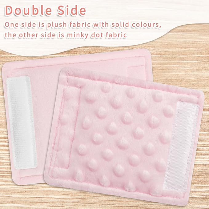 SWESEN Baby Car Seat Belt Covers for Boys and Girls, Carseat Shoulder Padding, Soft Car Seat Neck Cover, Mink Car Seat Straps Shoulder Pads, Solid Colour Stroller Strap Cover for Baby Kids, Pink