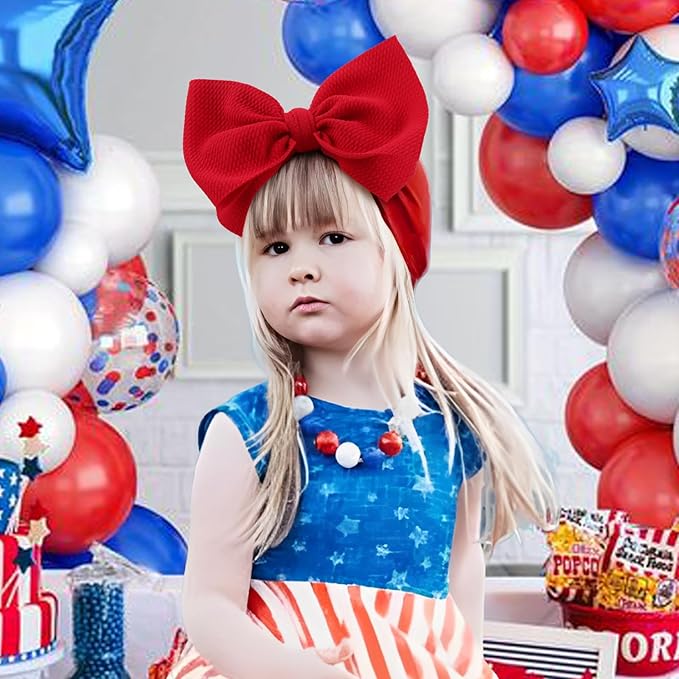 4th of July Baby Hair Bows Girls Headband 6-12 Months Patriotic Hair Accessories Infant Baby Headbands with Bows Red Blue Large Bow Star