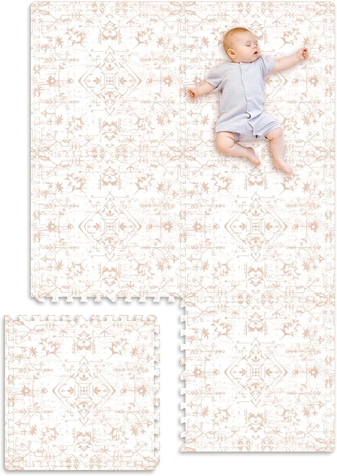 Extra Large Baby Play Mat - 4FT x 6FT Foam Puzzle Floor Mat for Kids & Toddlers (Persia Rhombic Pattern)