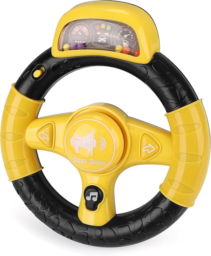 Accmor Stroller Steering Wheel Toy, Music Sound Simulated Steering Wheel for Stroller Shopping Carts Cart Universal Detachable Pretend Driving Funny Toy Attachment