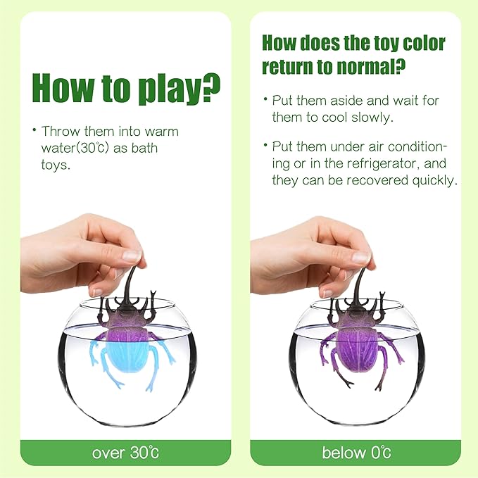 Spider and Beetle Series-12pcs Temperature Color Change Bath Toys,Water Table Toys for Goodie Bags Fillers,Themed Party,Classroom Rewards,Carnival Prize, for Kids 3+