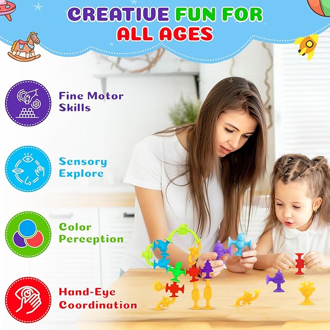 Kids Stocking Stuffers, 80pcs Christmas Sution Cup Toys for Party Favors, Class for Students, Sensory Fidget Toy for Classroom Gifts
