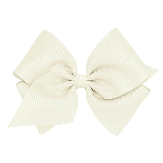 Wee Ones Girls' Classic Grosgrain Hair Bows with Plain Wrap Center, No-Slip Hair Clip, Handmade, Antique White, Mini King