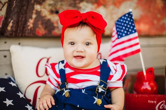Bows for Baby Girls Headband, Newborn Bows Headbands Baby Hair Bows Hairbands Hair Accessories.(FD104-Red)