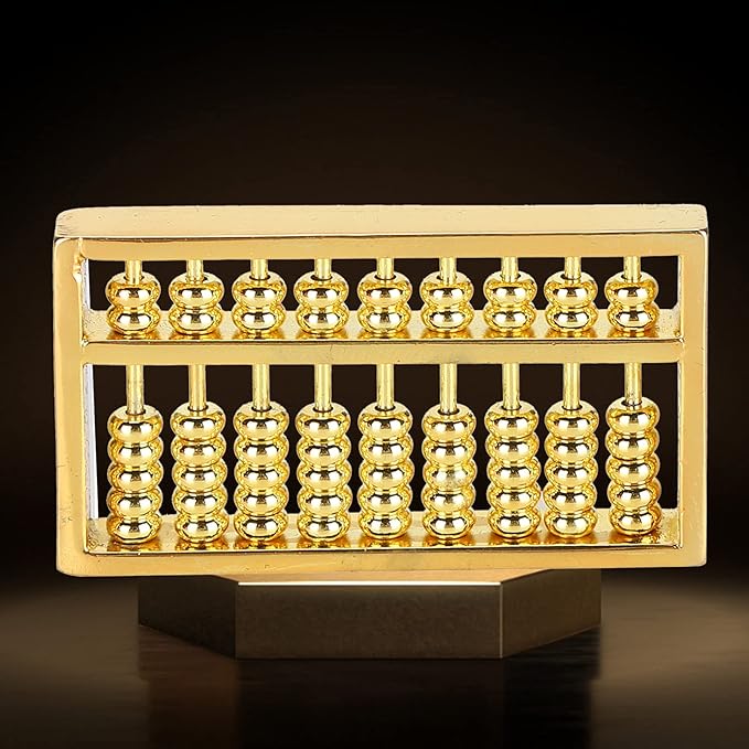 Mini Brass Abacus 9 Gears Chinese Math Calculating Tool Brass Ornaments for Kids Adult Collection Decoration 1.8 * 1in