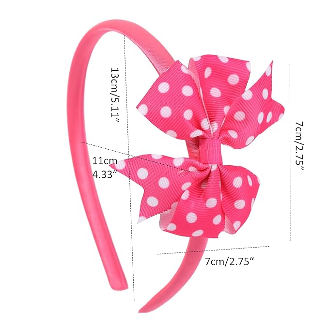 Candygirl 20 Pcs Bows Headbands, Ribbon Hair Bow Colorful Headband with Multicolored and Solid Color Series for Girls Toddler Hair Accessories