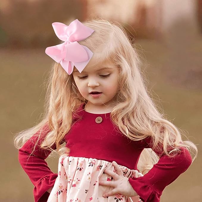 30Pcs 6 Inch Hair Bows for Girls, Oaoleer Grosgrain Ribbon Bows Alligator Clips Double-deck Big Hairbows Hair Barrettes Hair Accessories for Toddlers Girls Kids Children