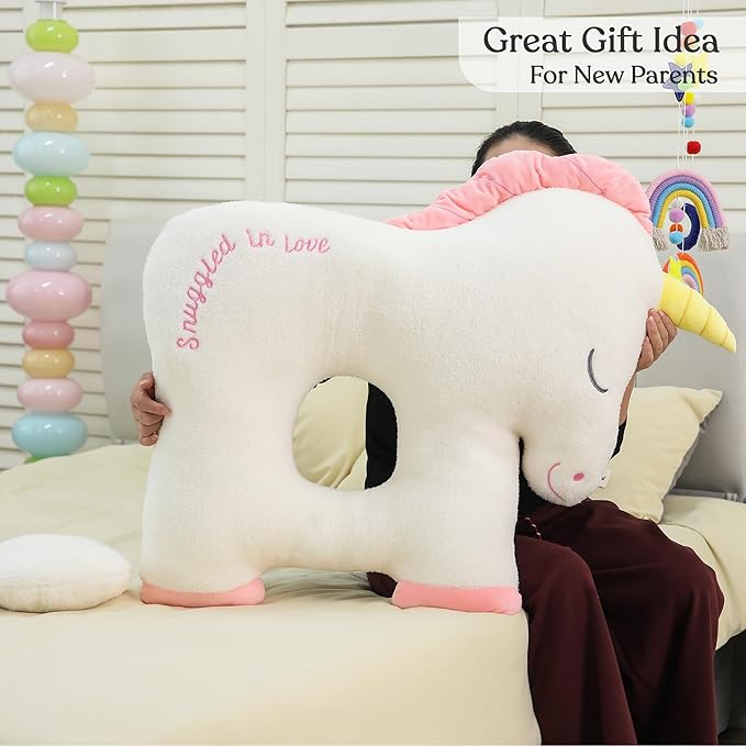 Unicorn Baby Play Cushion – Reversible Floor Pillow with Positive Affirmations – Plush Support Cushion for Tummy Time, Bonding & Infant Photography – Soft Baby Floor Mat for Newborns & Infants