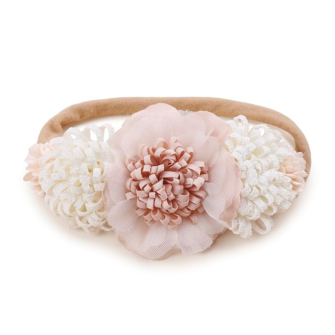 cherrboll Baby Girl Headbands and Socks Set, 3Pcs Soft Floral Hairbands Hair Bows Knit Socks for Newborn Infants Toddlers Photography Props Gifts