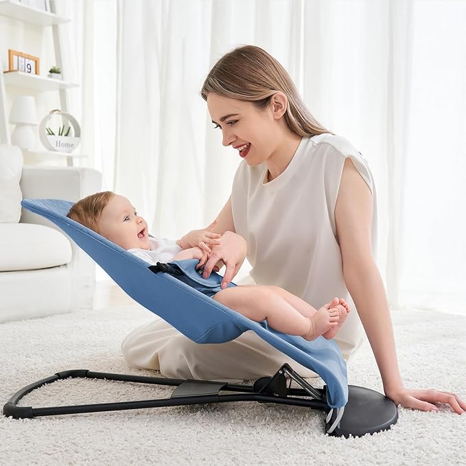 iGRATENS Fabric Seat for Bouncer - Cover for Baby Bjorn Bouncer Balance Soft & Bliss, 100% Cotton, Skin -Friendly, Machine Washable, Blue