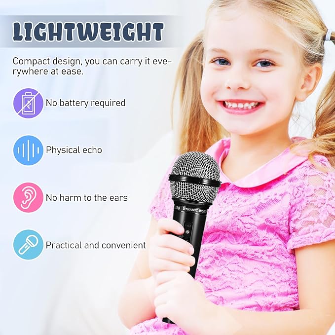 NUOBESTY Microphone for Kids, 6.4" Fake Toy Microphones for Toddler Plastic Pretend Play Mic Prop for Halloween, Christmas, Kid Karaoke Costume Cosplay Prop, Party Favors